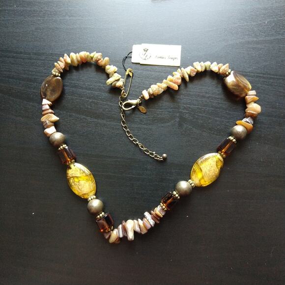 Premier Designs Spice It Up Natural Stones Necklace NWT Princess length - Picture 2 of 11